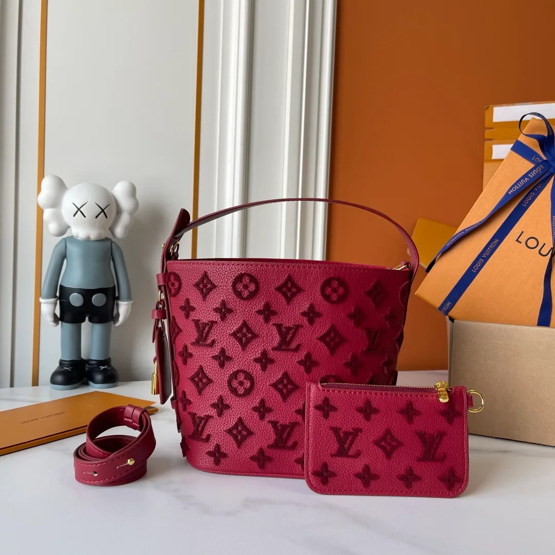 Louis Vuitton Cowhide Bucket Bag in Burgundy · view 5