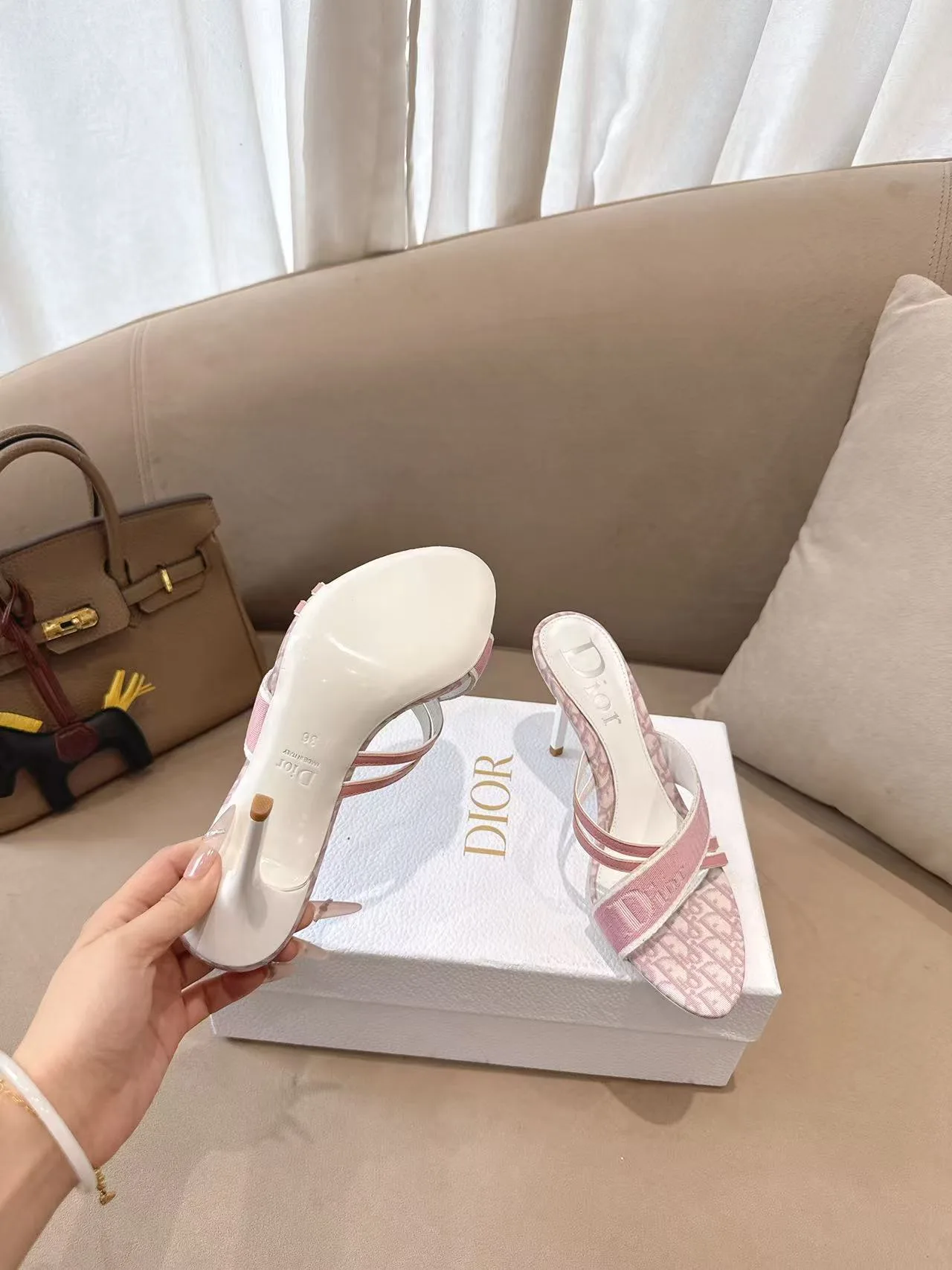 Dior Sheepskin Mules in Pink · view 8