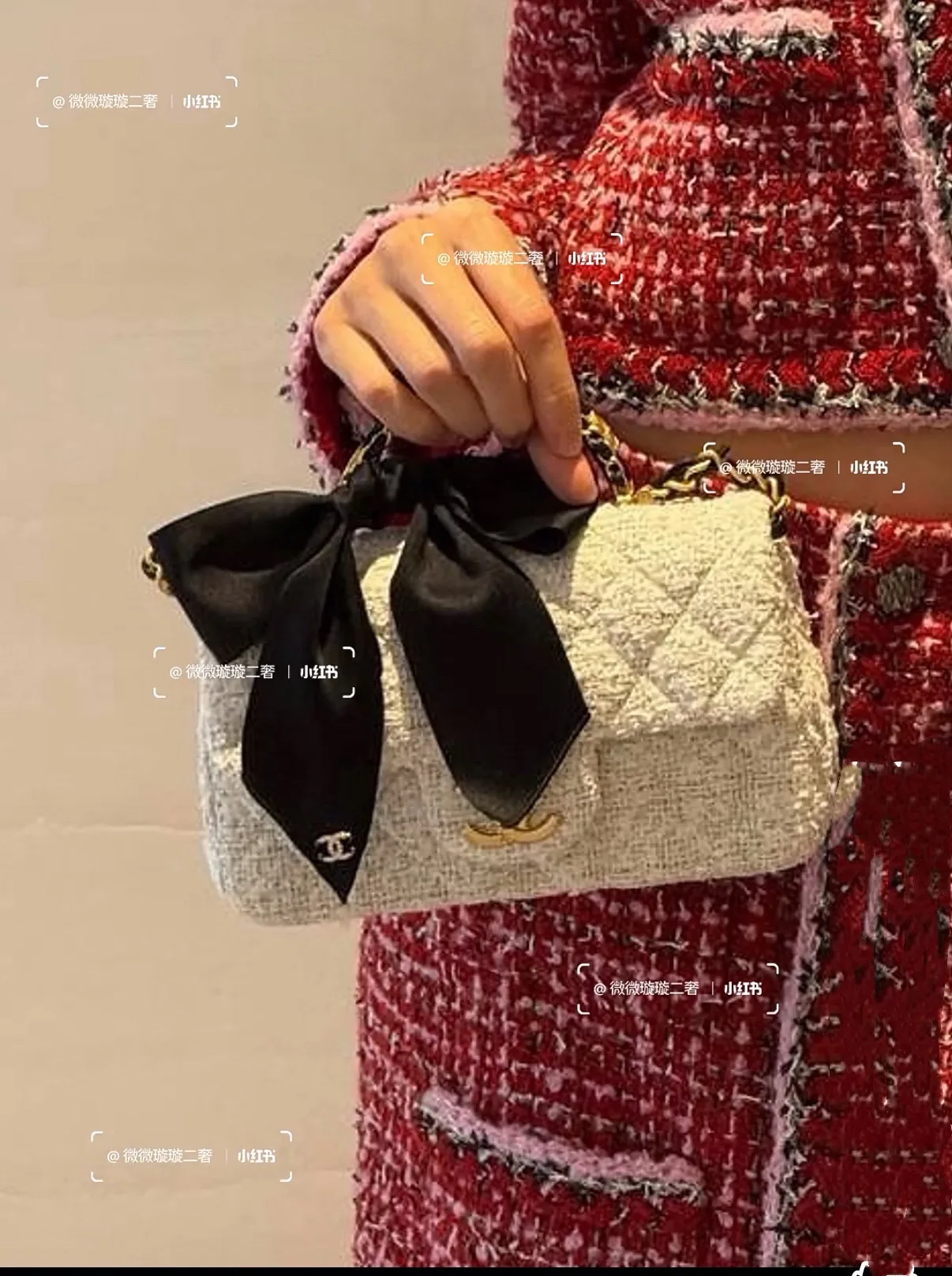 Chanel Hobo Bow Mini Flap Bag in Black & White · view 8