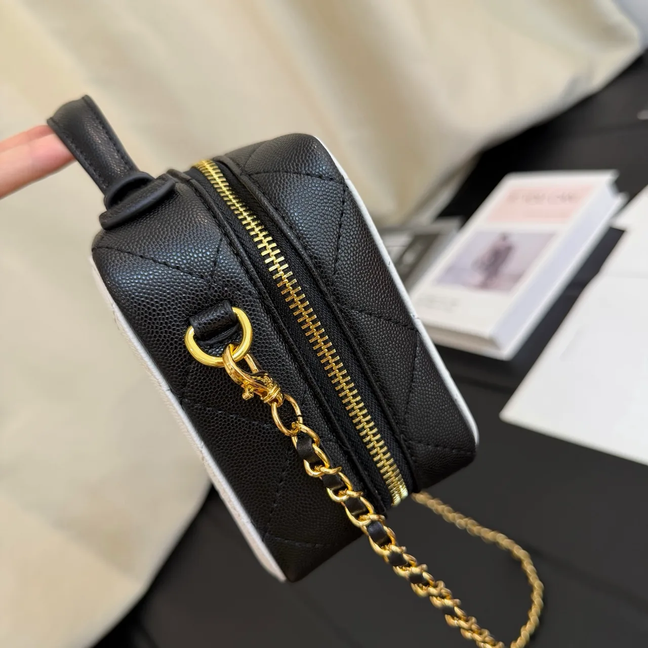 Chanel Quilted Box Shoulder Bag in White · view 6