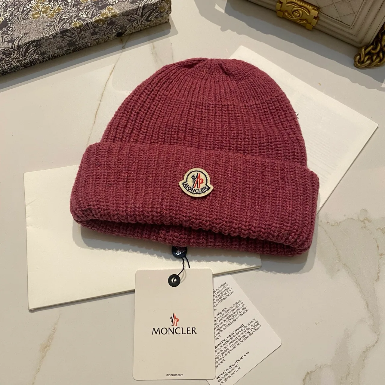 Moncler Beanie in Blue / Beige / Grey / Black / Brown / Burgundy · view 7