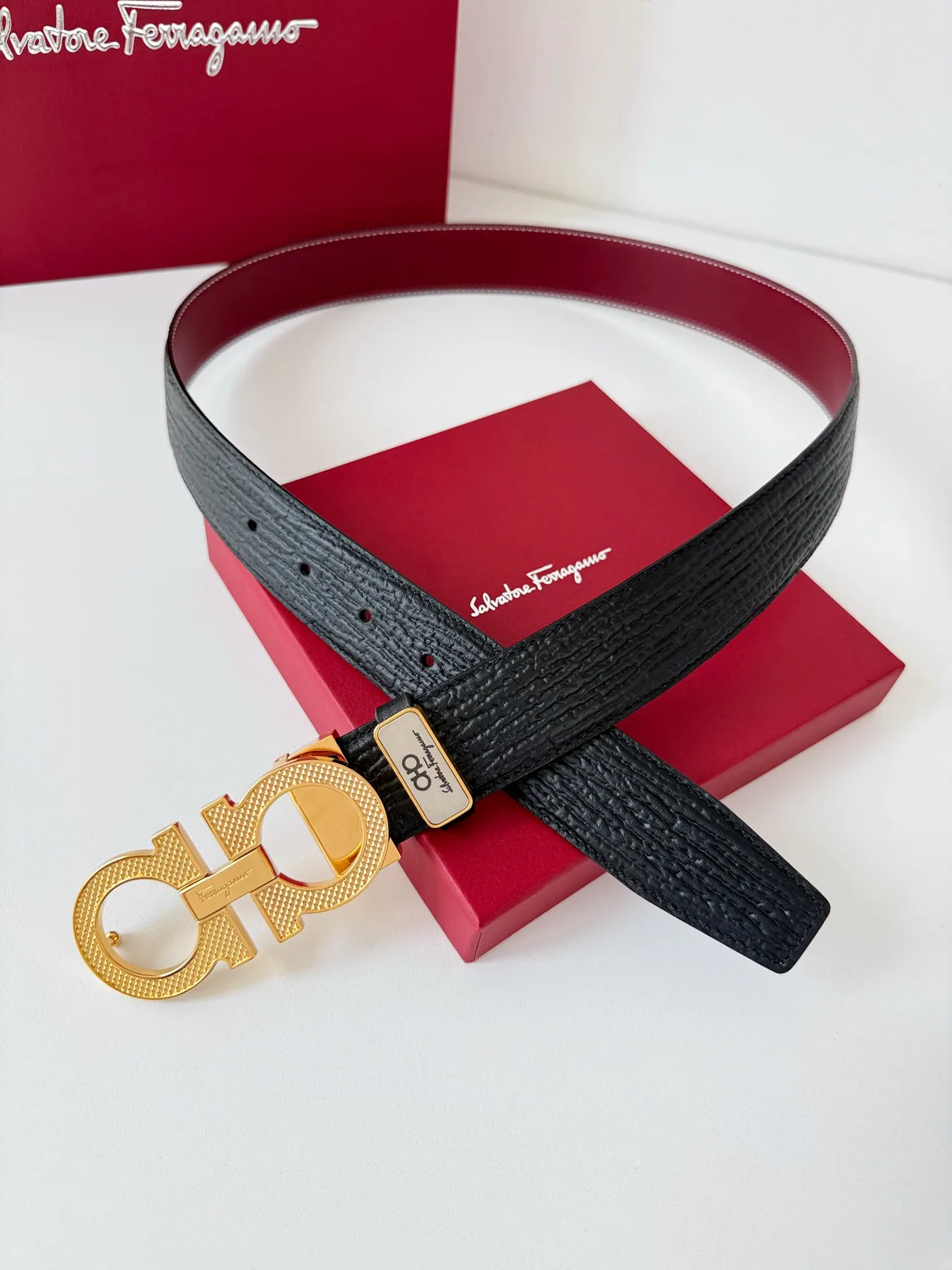 Ferragamo Reversible Gancini Belt in Black · view 2