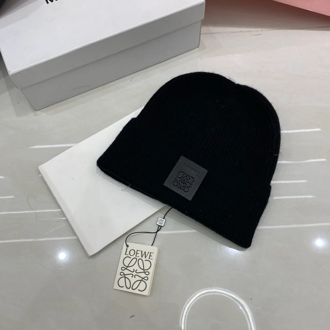 Loewe Beanie in Black & White & Beige & Grey & Brown · view 1
