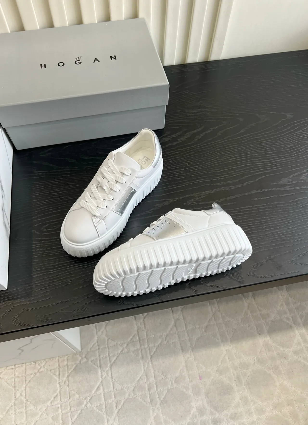 Hogan Cowhide Sneakers in White · view 4