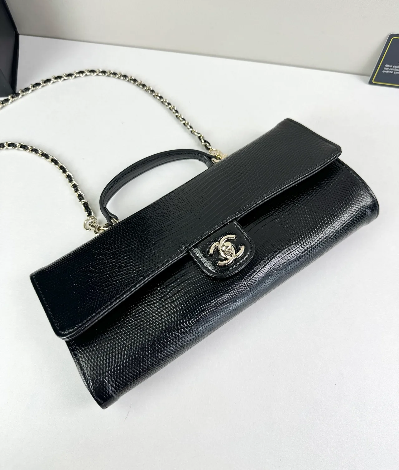 Chanel Baguette Top-Handle Clutch in Black · view 5