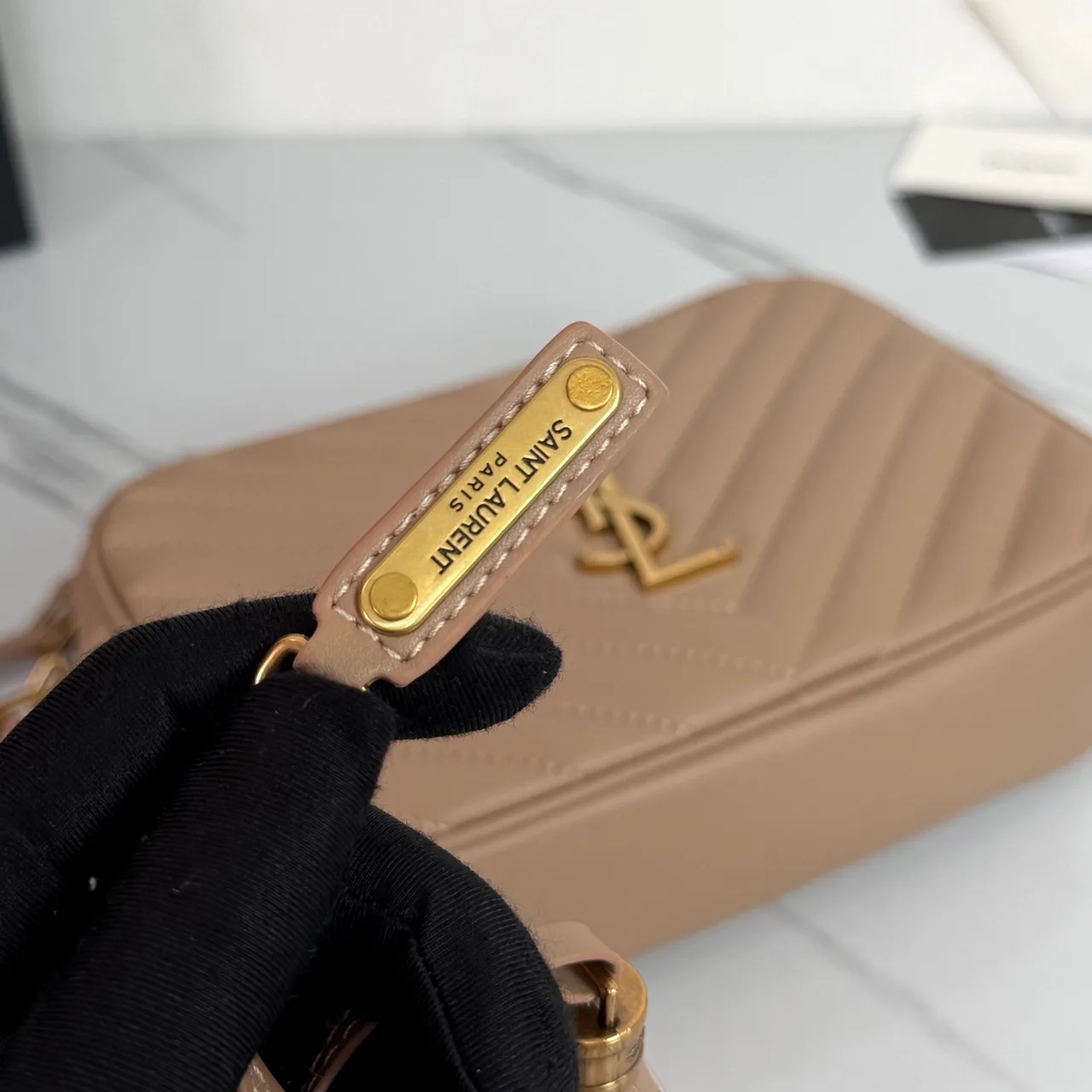 Saint Laurent Quilted Handbag in Beige · view 8