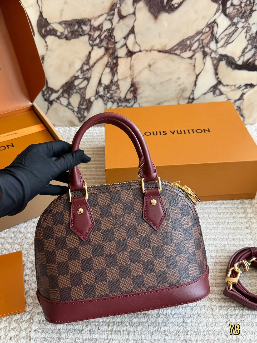 Louis Vuitton Cowhide Check Handbag in Brown · view 3