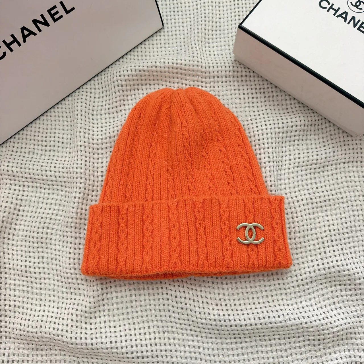 Chanel Beanie in Orange & Blue & White & Yellow & Grey & Pink · view 1