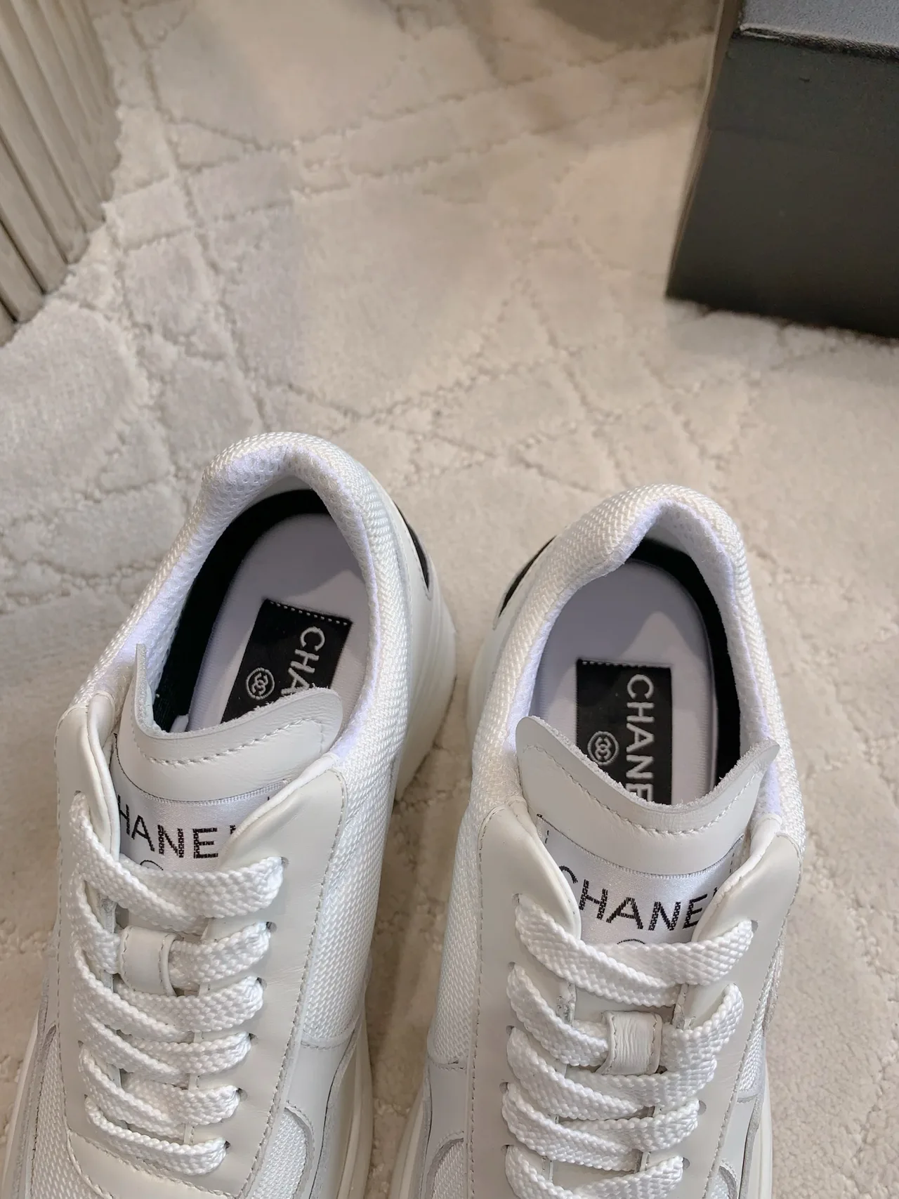 Chanel Cowhide Platform Sneakers in White · view 8