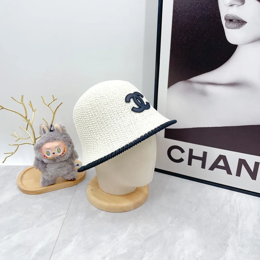 Chanel Woven Bucket Hat in White & Blue & Beige & Brown · view 6