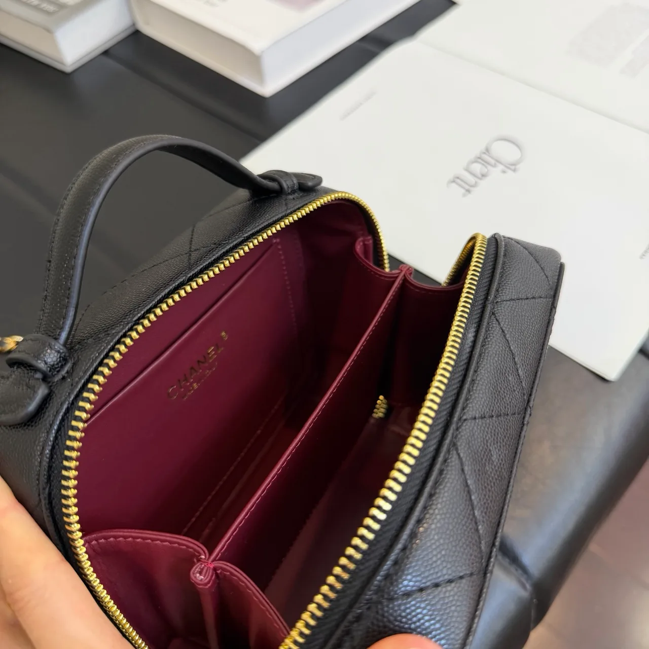 Chanel Quilted Clutch in Black · view 8