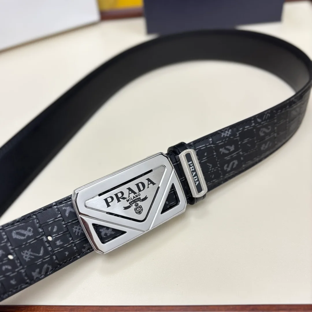 Prada Triangle Buckle Belt in Black · view 5
