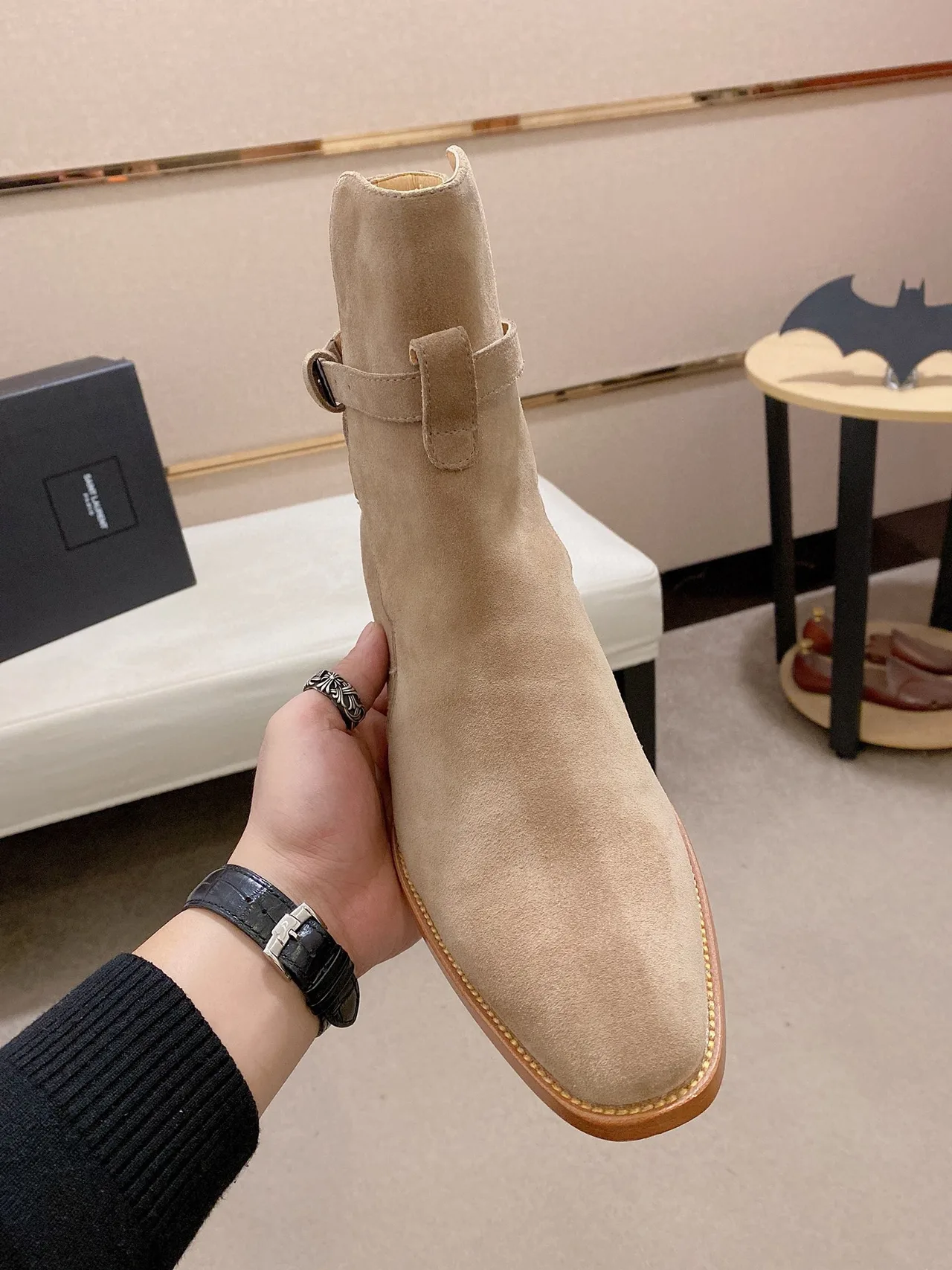 Saint Laurent Cowhide Boots in Beige · view 2