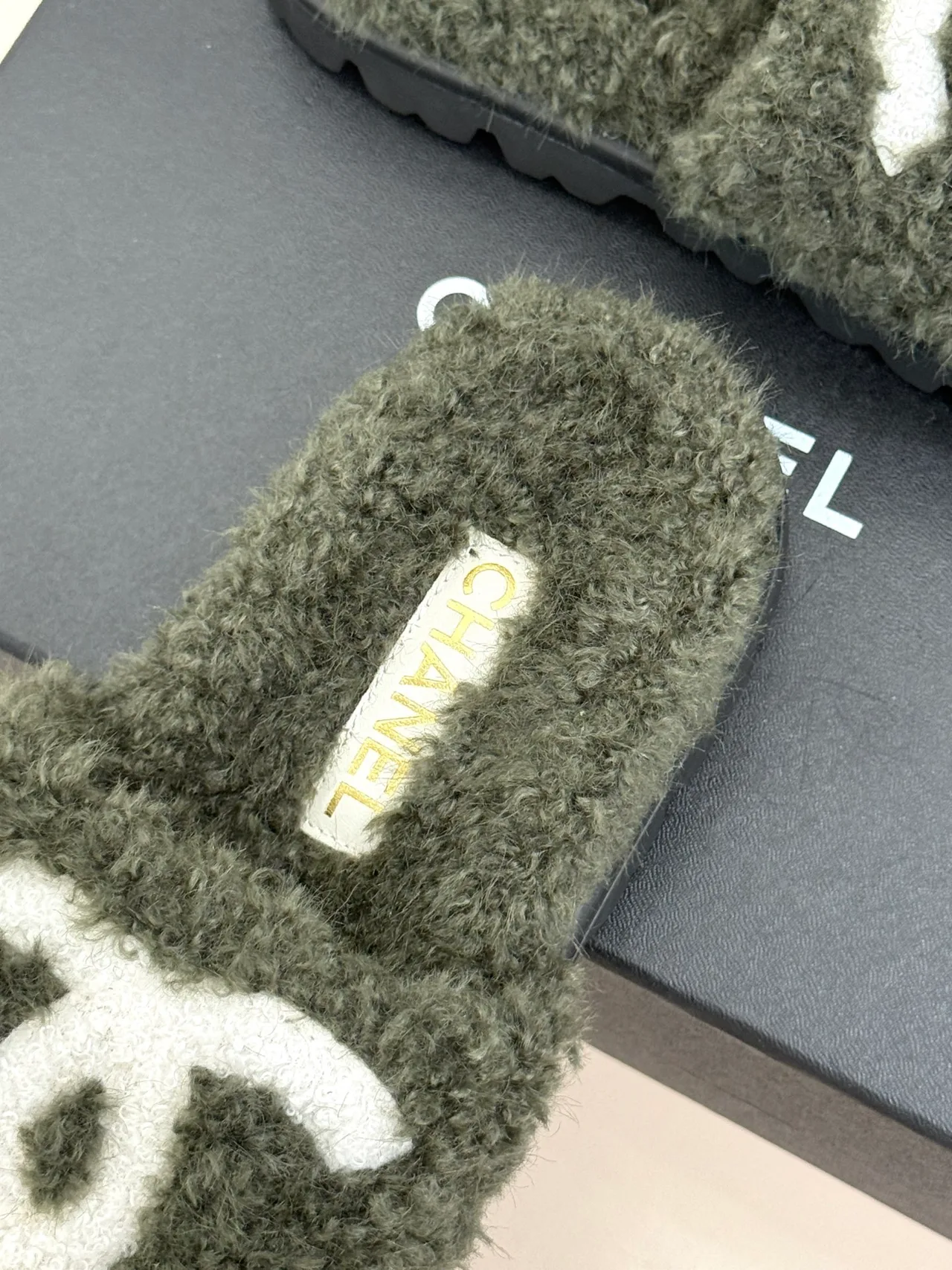 Chanel Denim Slippers in Green · view 8