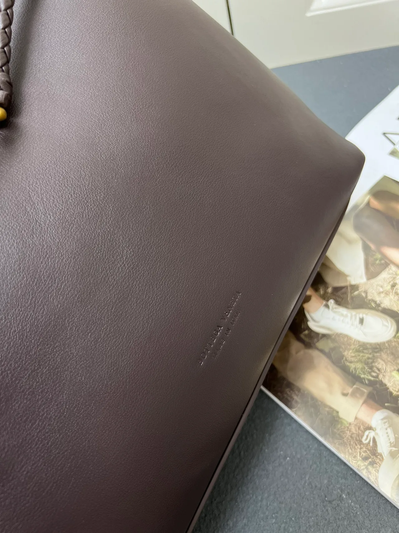 Bottega Veneta Calfskin Woven Braided-Handle Tote in Brown · view 6