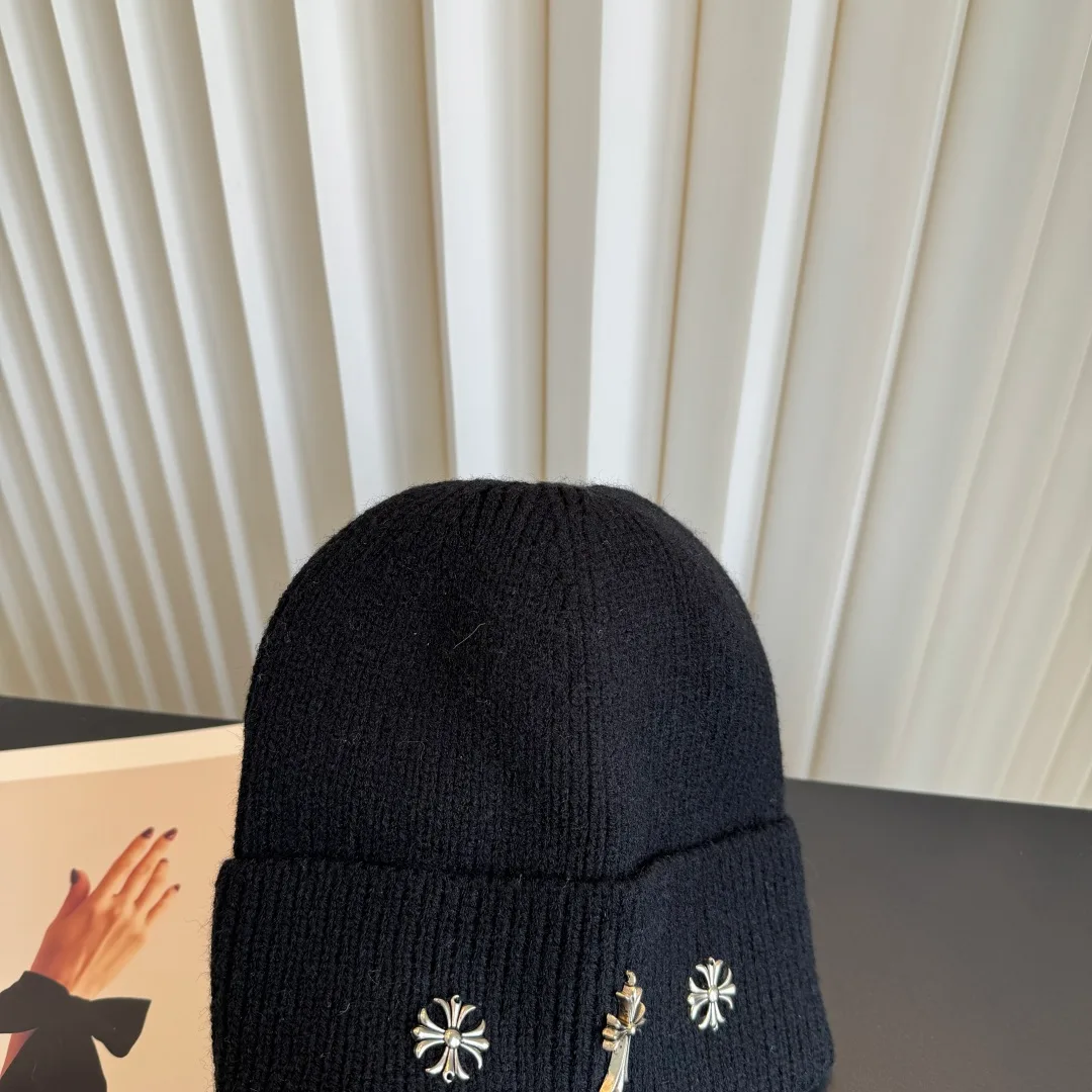 Chrome Hearts Motif Knit Beanie in Black · view 7