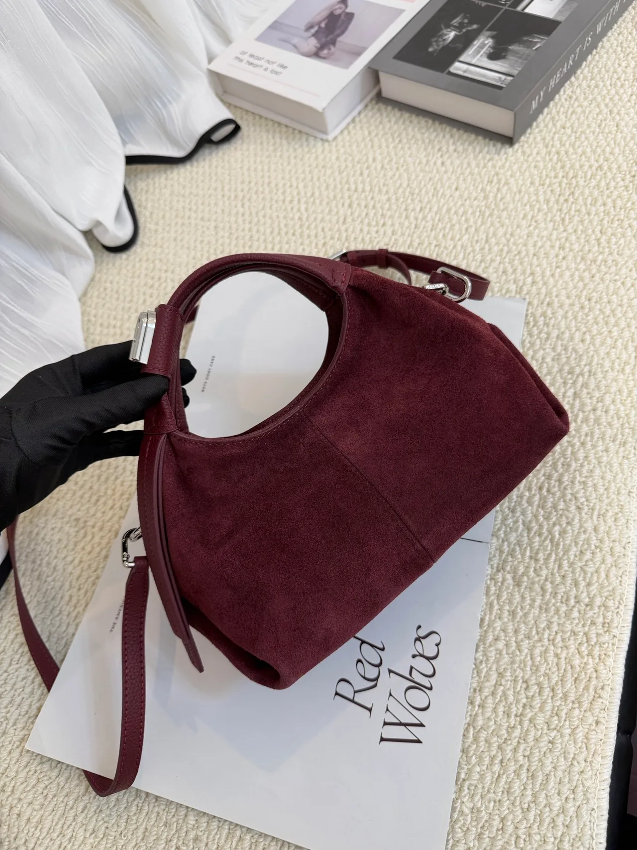 Chanel Cowhide Hobo Bag in Burgundy · view 1