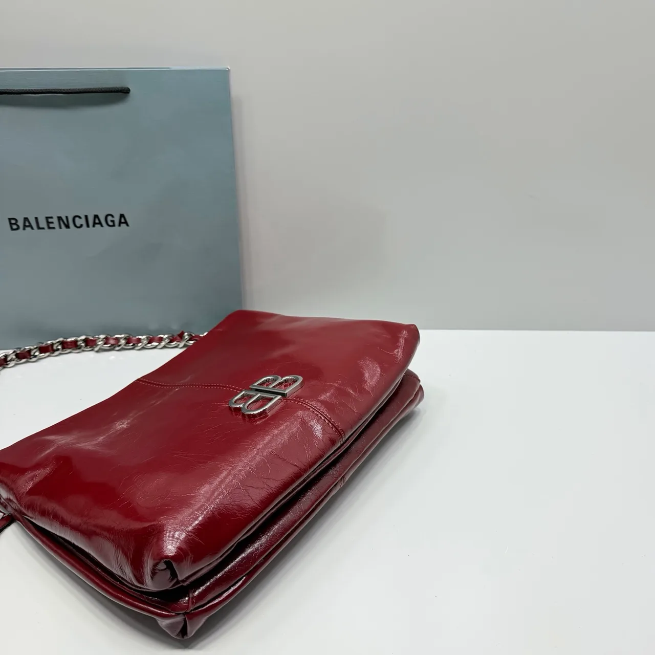 Balenciaga Cowhide Glossy Tote in Burgundy · view 6