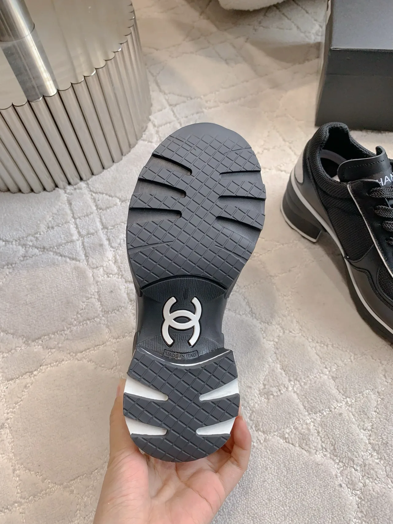 Chanel Cowhide Sneakers in Black · view 6