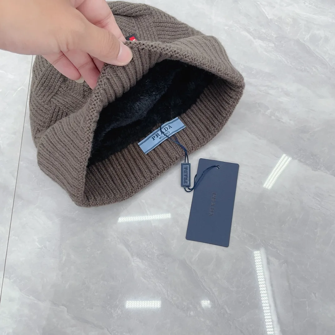Prada Ribbed Hat and Scarf Set in Brown · view 6