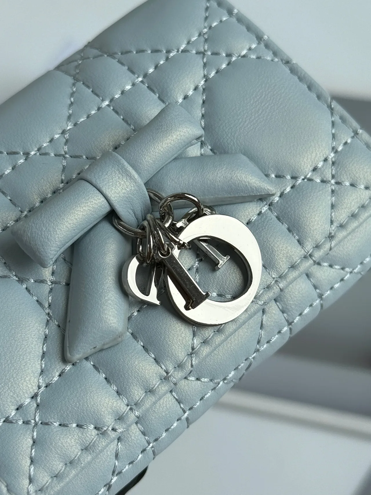 Dior Calfskin Quilted Flap Wallet in Blue · view 4