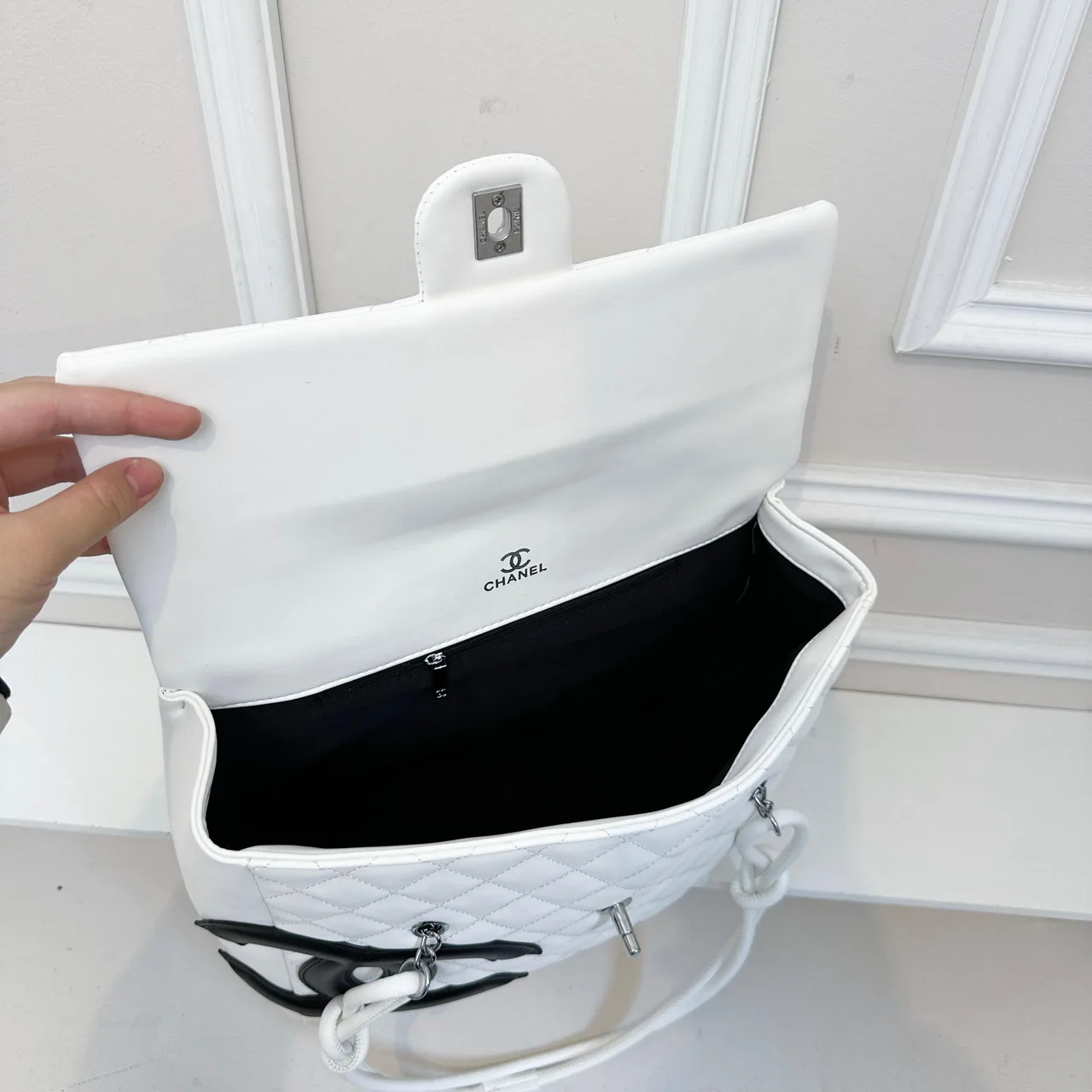 Chanel Quilted CC Tote in Black & White · view 6
