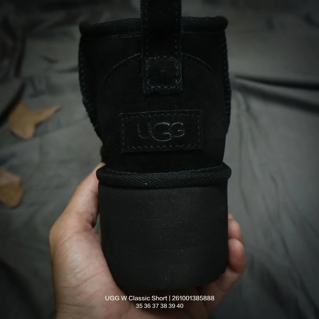 UGG Wool Ribbed Suede-Look Ankle Boots in Black · view 5