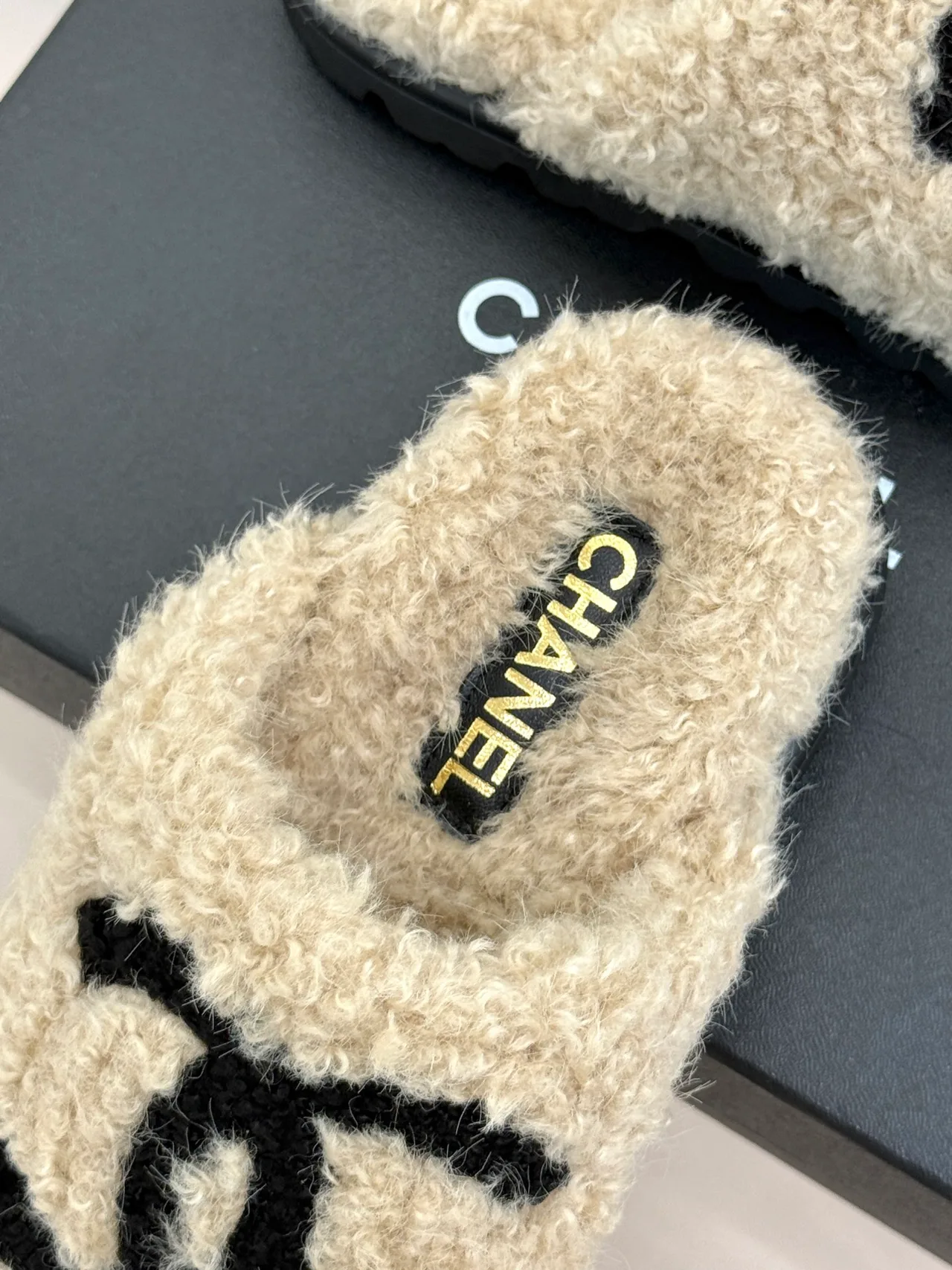 Chanel Denim Slippers in Cream · view 8
