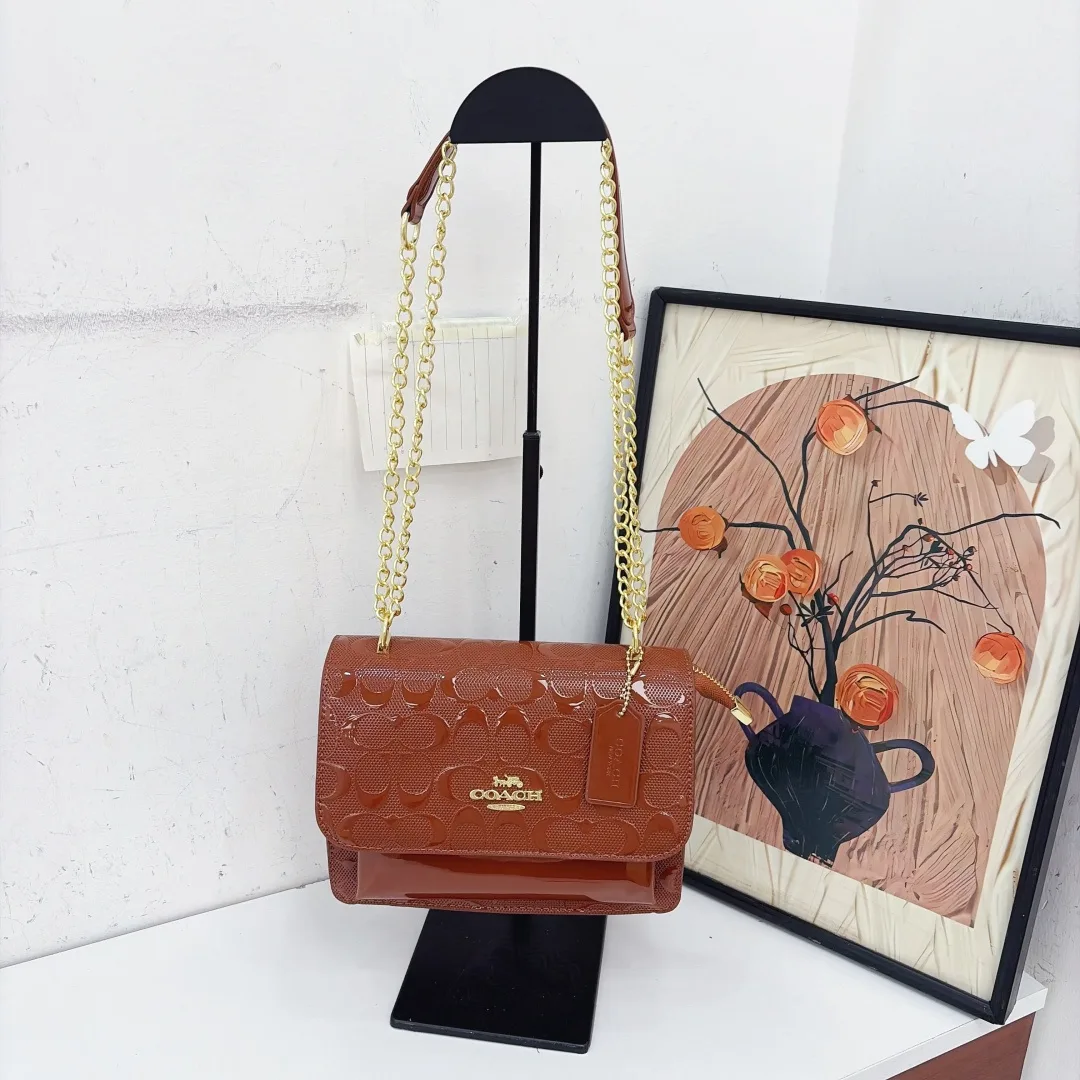Coach Chain Flap Bag in Tan & Brown & Green & White & Red & Black · view 2