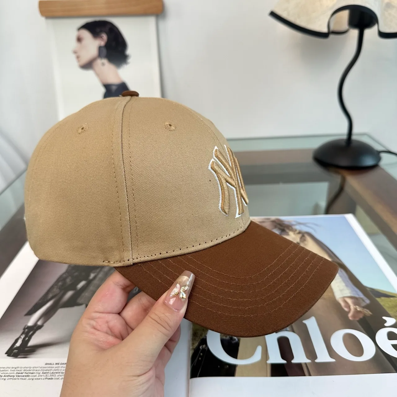 NY Letter Colorblock Baseball Cap in Brown & Black & Grey & Blue · view 7