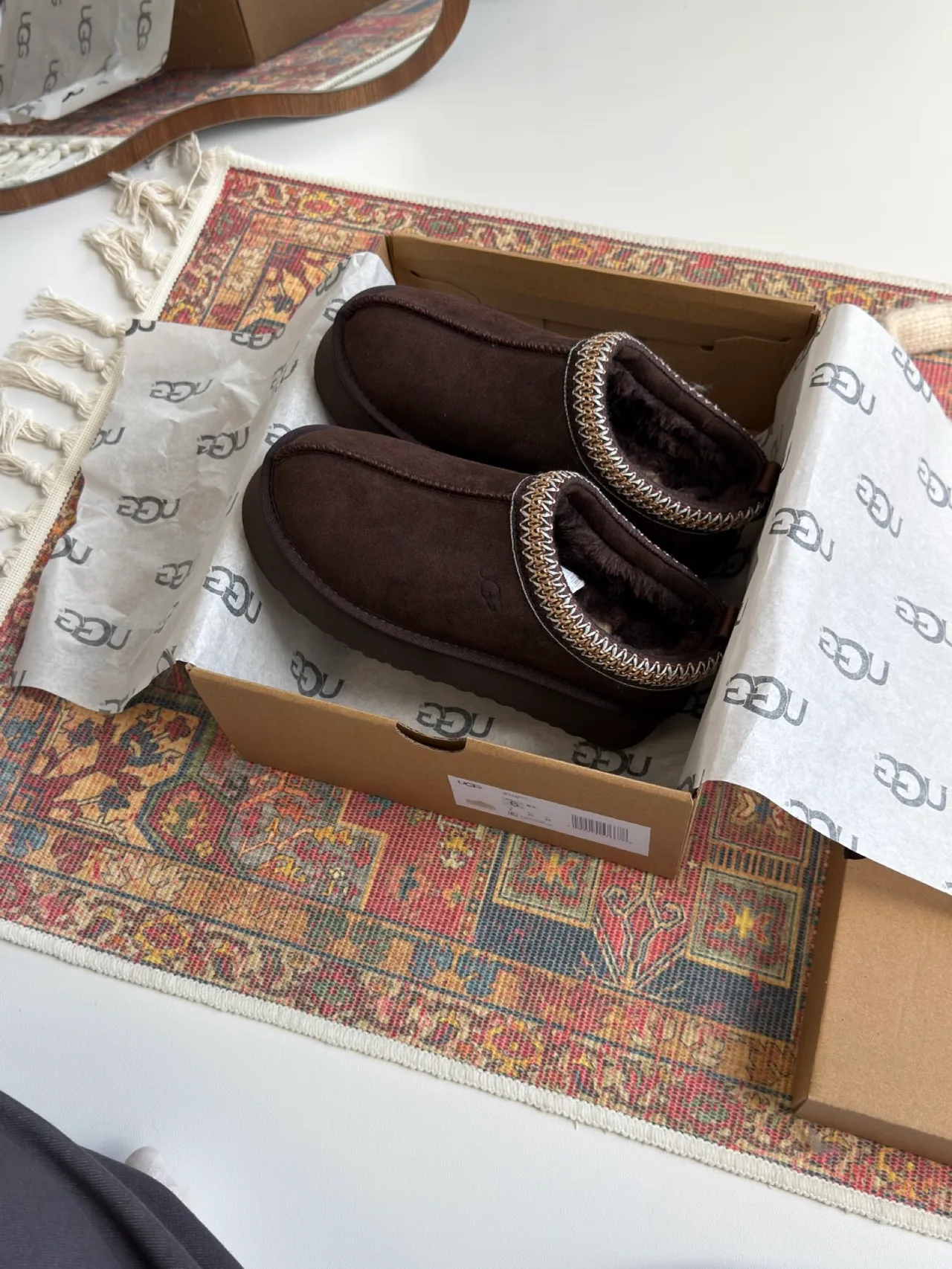 UGG Woven Suede-Look Slippers in Brown · view 2