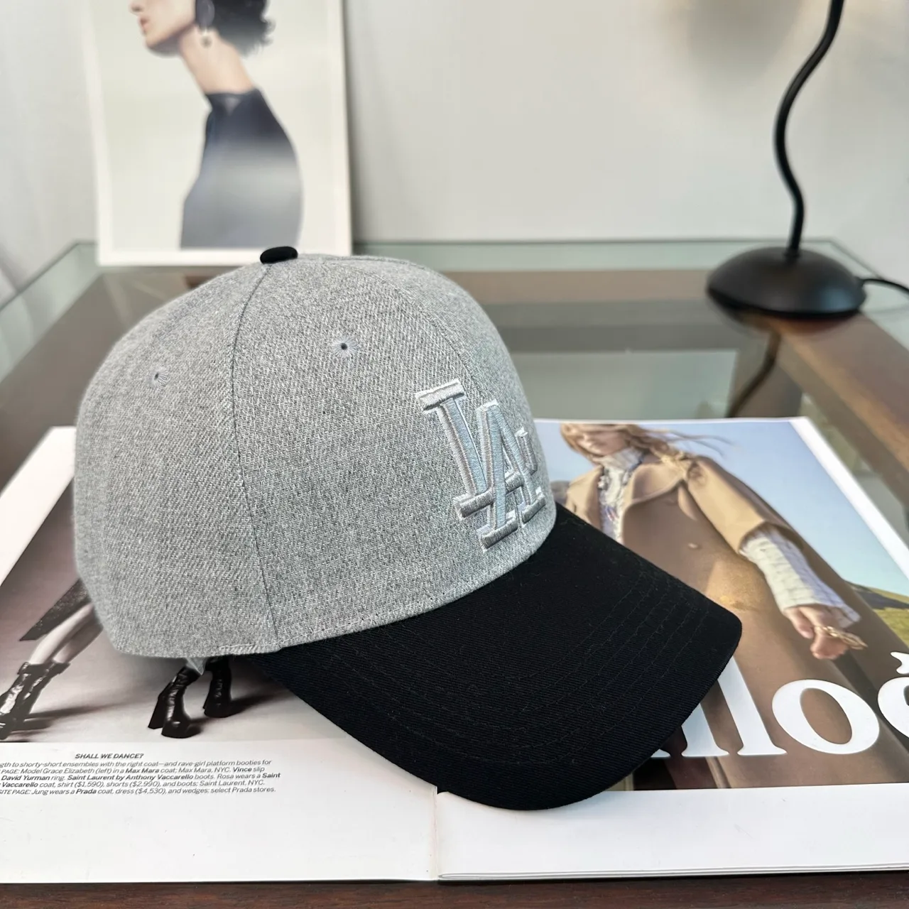 LA Letter Colorblock Baseball Cap in Grey & Brown & Black & Blue · view 3