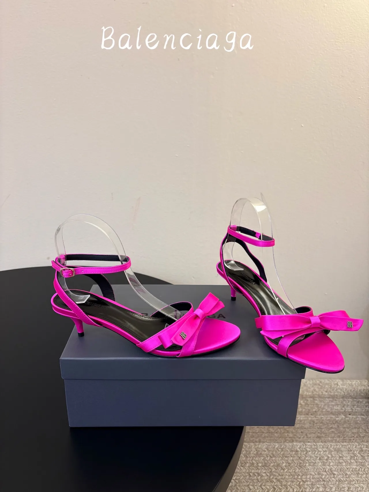 Balenciaga Silk Glossy Ankle Strap Sandals in Pink · view 4