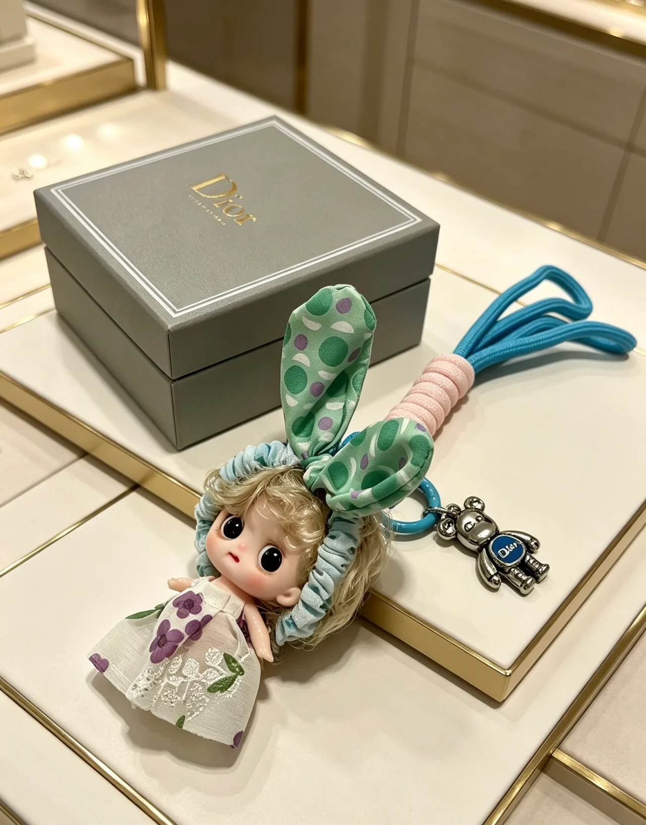 Dior Bunny Doll Bag Charm in Green · view 4