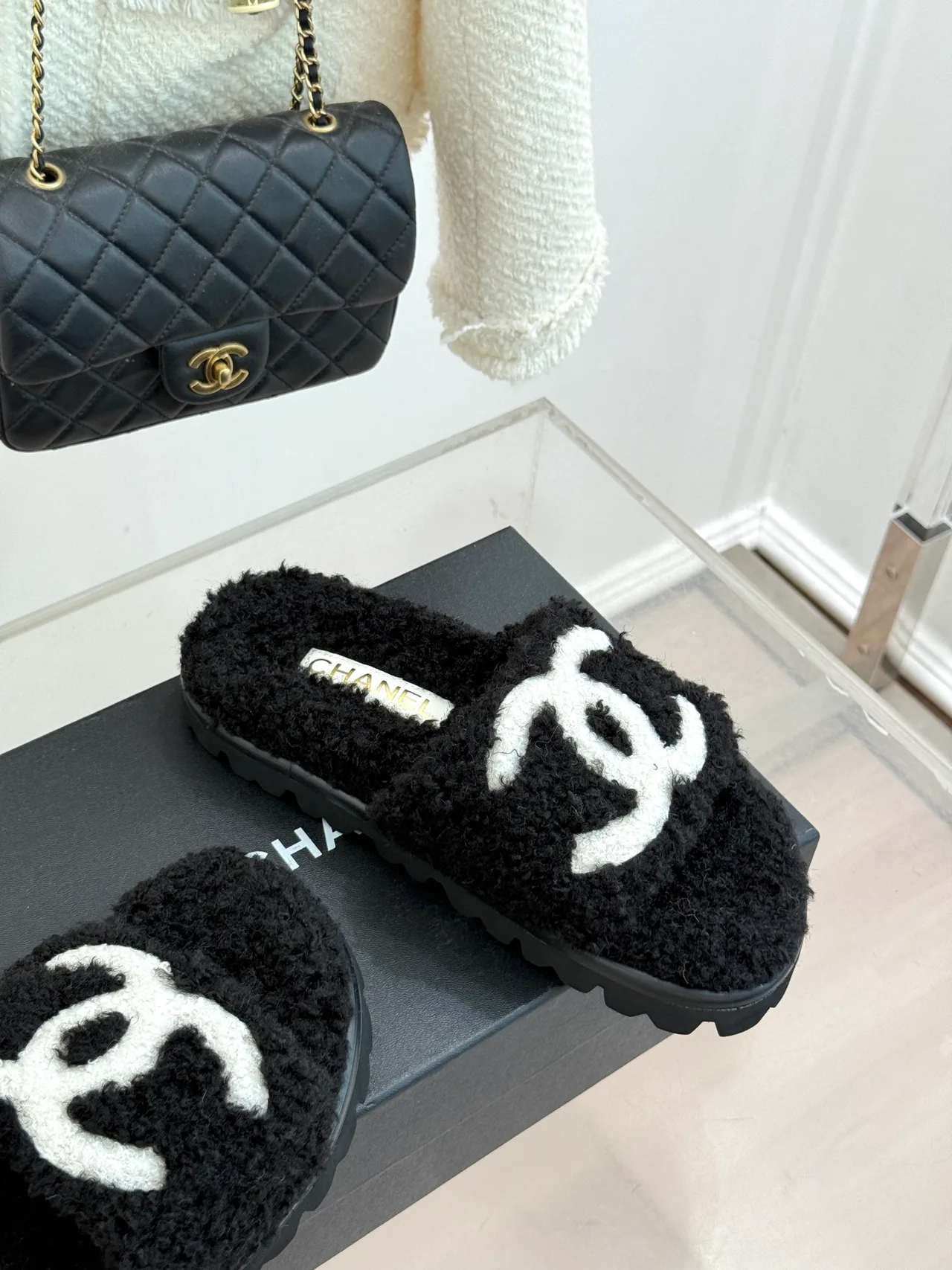 Chanel Denim Slippers in Black · view 5