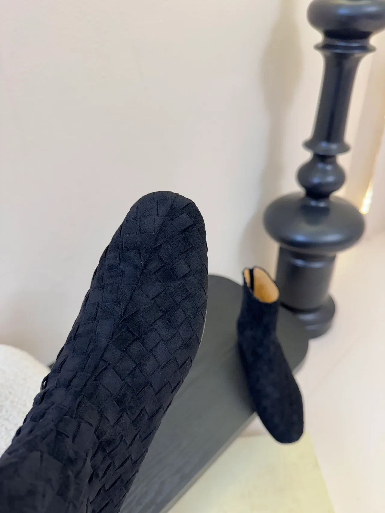 Quilted Woven Ankle Boots in Black · view 6