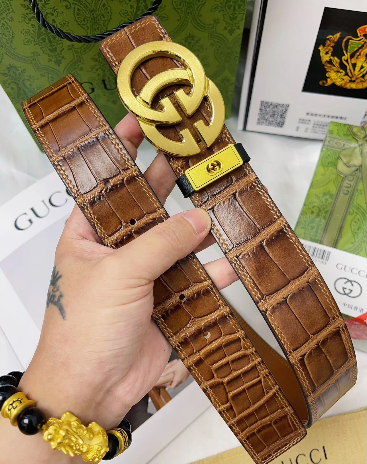 Gucci Cowhide Belt in Brown · view 4