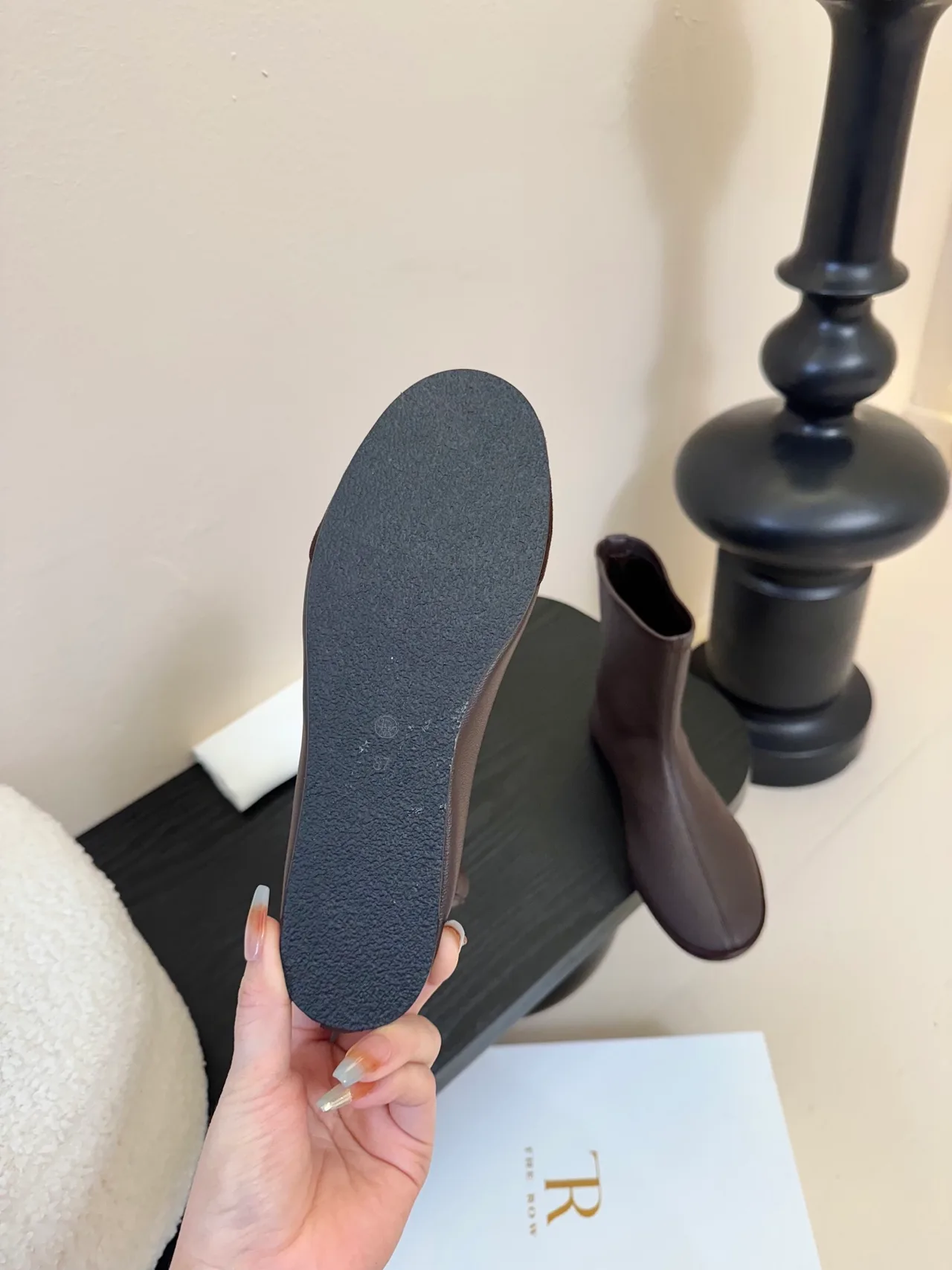 The Row Sheepskin Round-Toe Boots in Brown · view 6