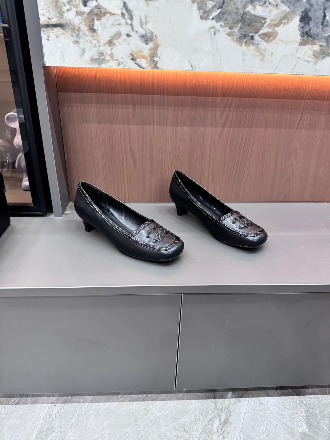 Chanel Cowhide Round-Toe Loafers in Black · view 3