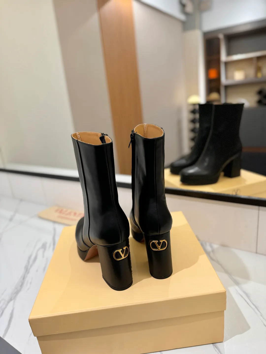 Valentino Cowhide Boots in Black · view 6