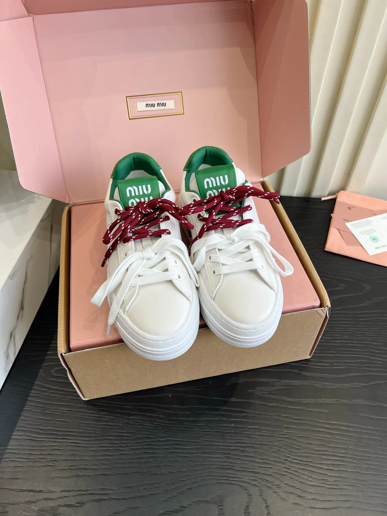Miu Miu Cowhide Denim Sneakers in White · view 1