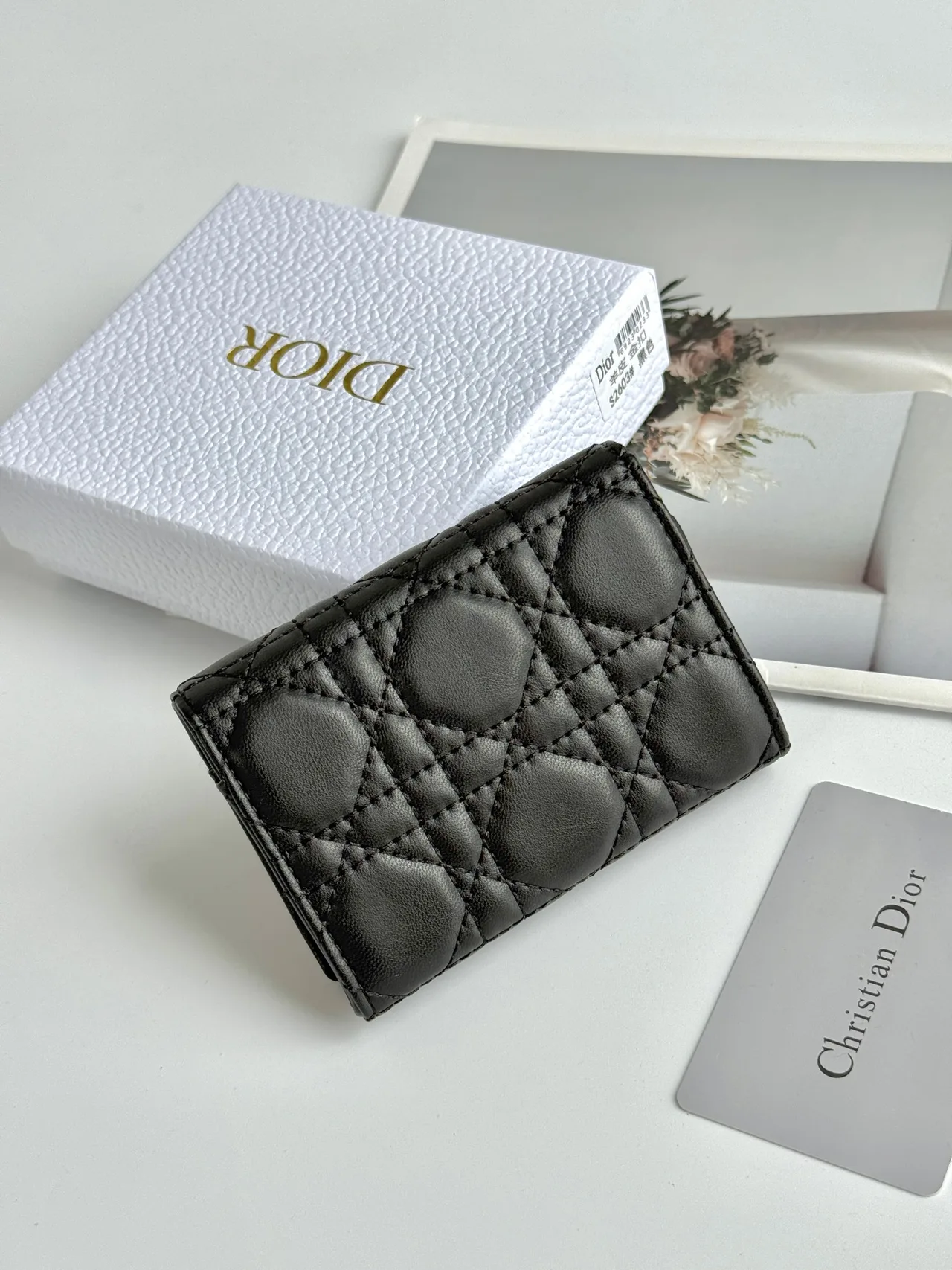 Dior Calfskin Quilted Wallet in Black · view 2