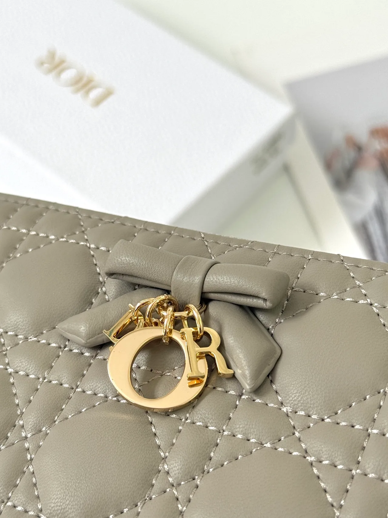 Dior Lambskin Quilted Wallet in Grey · view 3