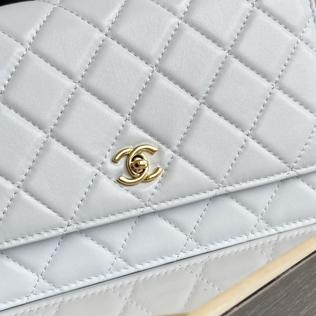 Chanel Calfskin Quilted Chain Wallet in Blue · view 6