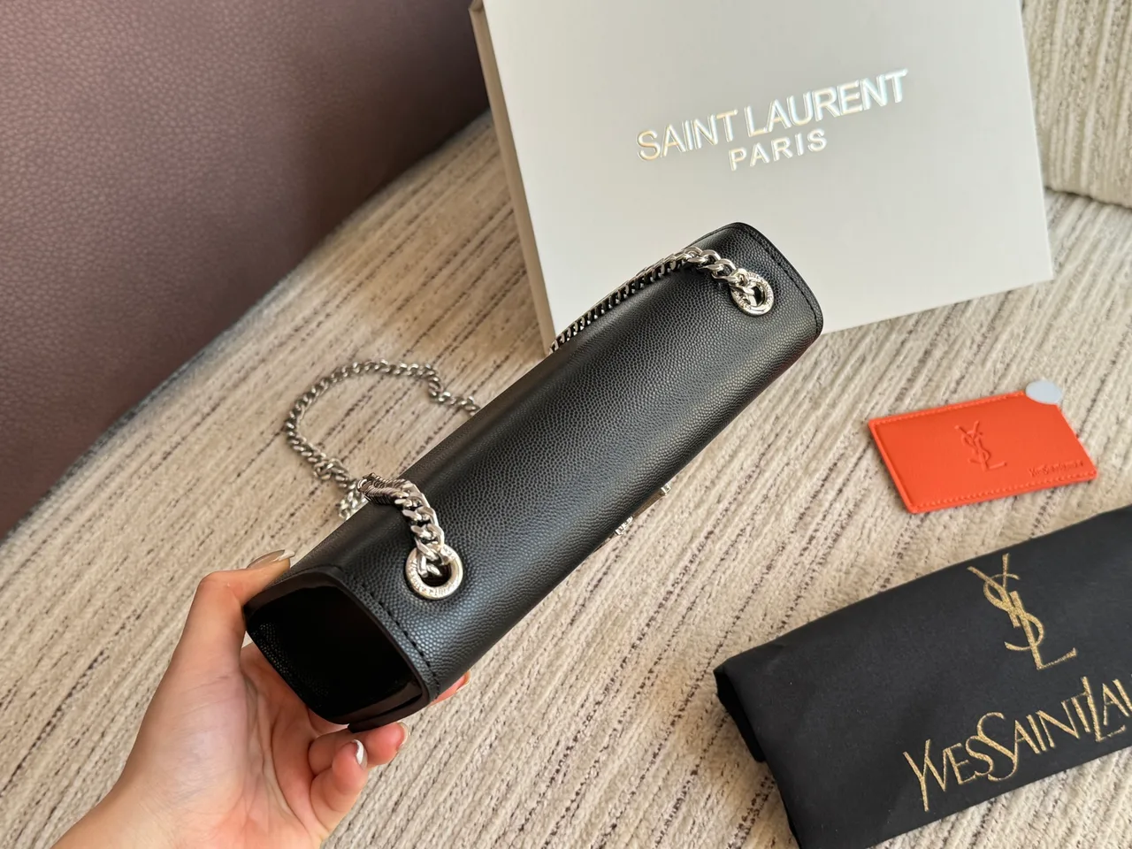 Saint Laurent Kate Chain-Strap Shoulder Bag in Black · view 6