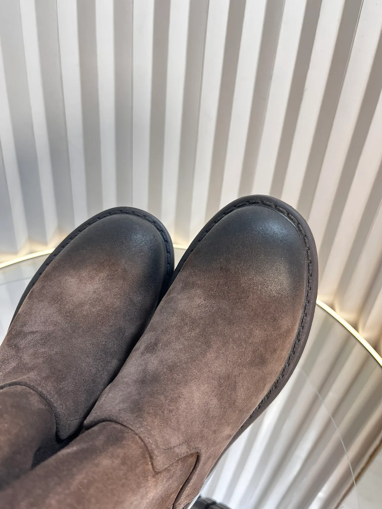 Miu Miu Calfskin Knee-High Boots in Brown · view 7