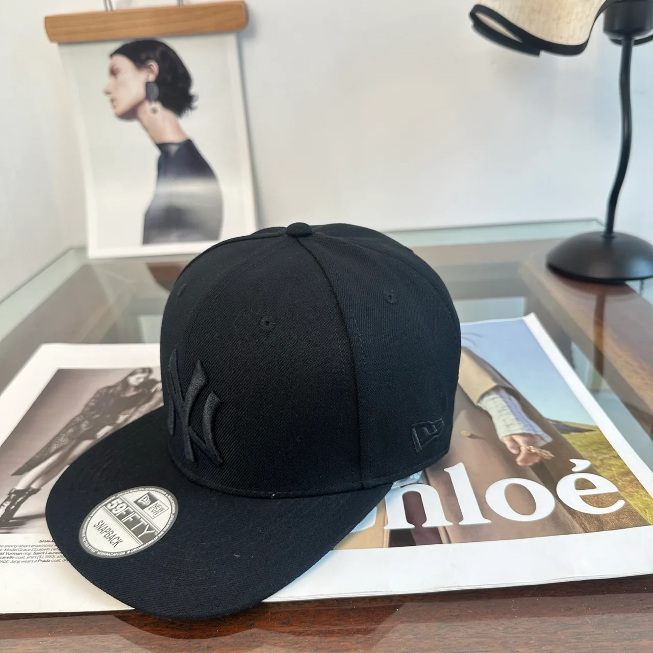 New Era Embroidered Baseball Cap in Black · view 3