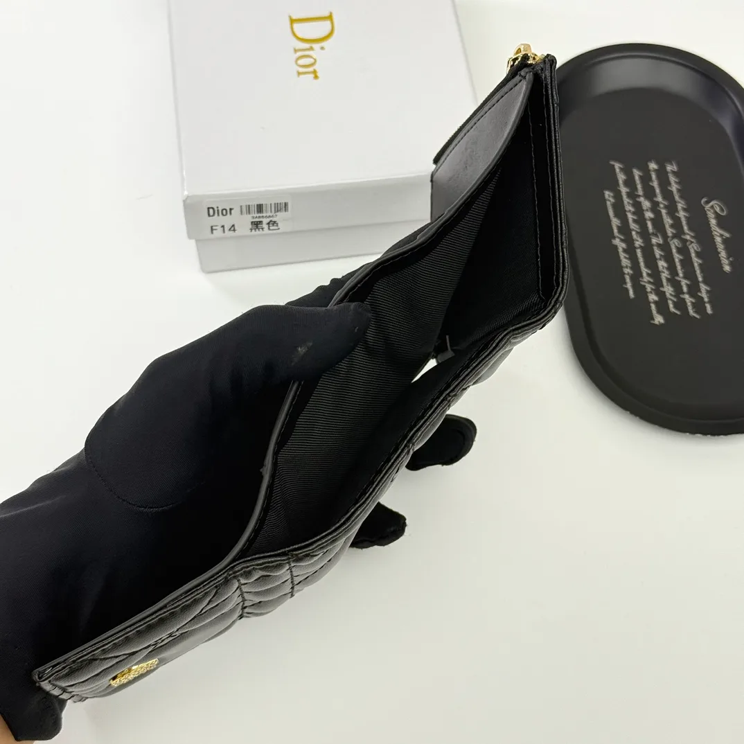 Dior Sheepskin Quilted Glossy Wallet in Black · view 7