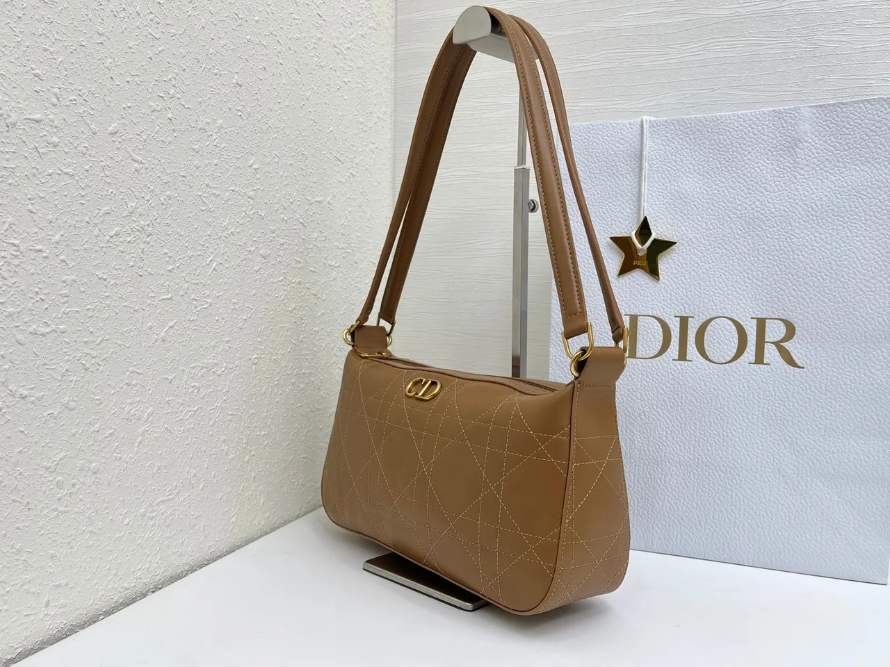 Dior Quilted Hobo Bag in Tan · view 3