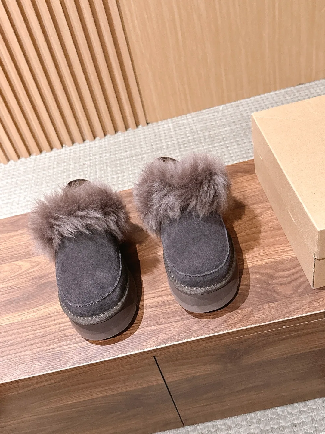 UGG Suede-Look Mules in Grey · view 1